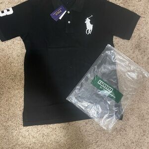 Ralph Lauren Black Polo with White Logo